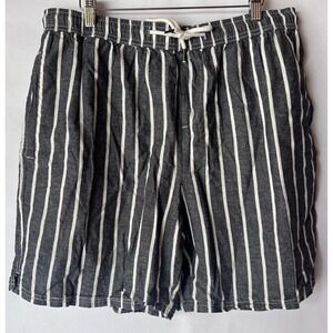 AND NOW THIS Striped Linen Blend Shorts Women's XL Elastic Waist‎ Casual